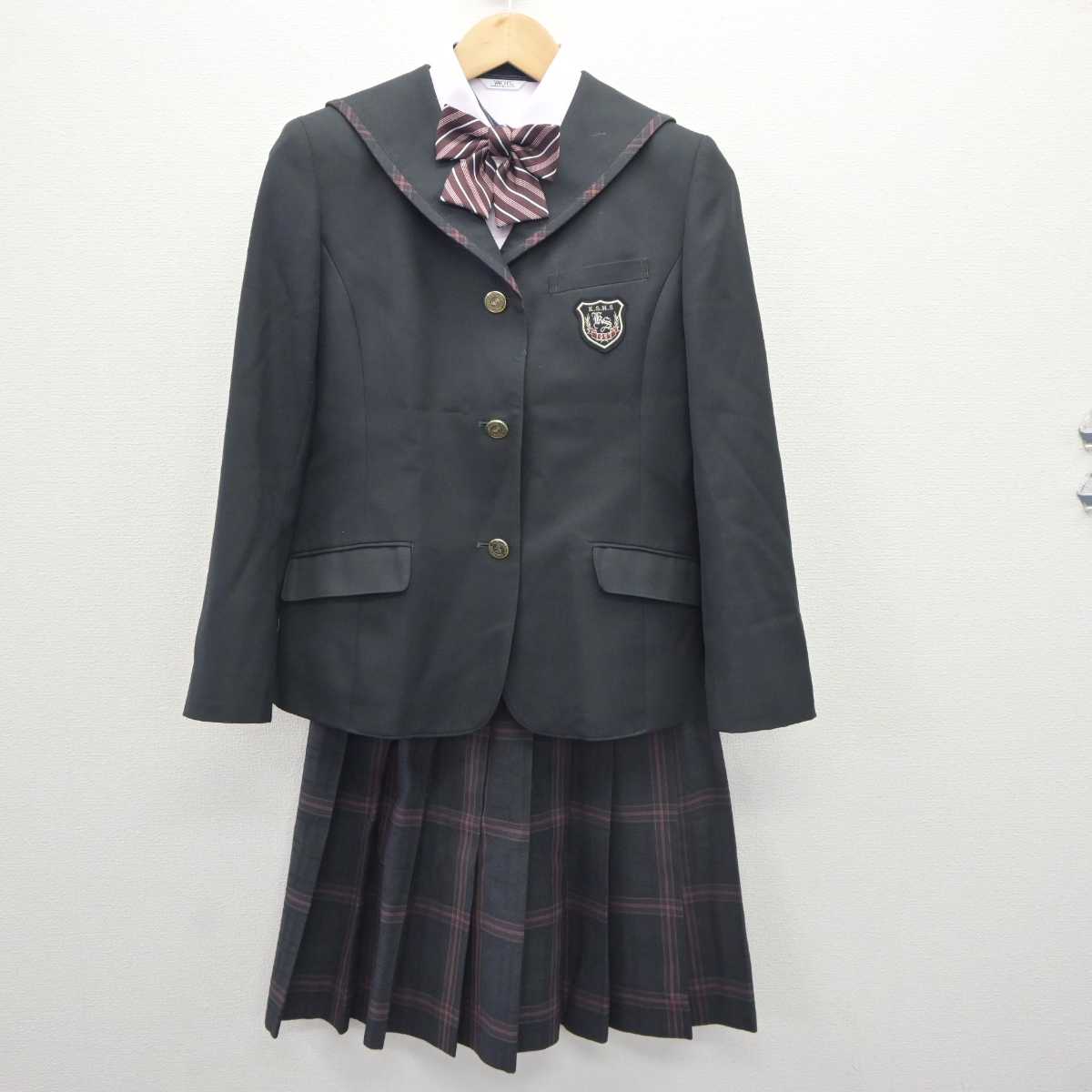 【中古】福岡県 九州産業大学付属九州産業高等学校 女子制服 4点 (ブレザー・シャツ・スカート) sf060466