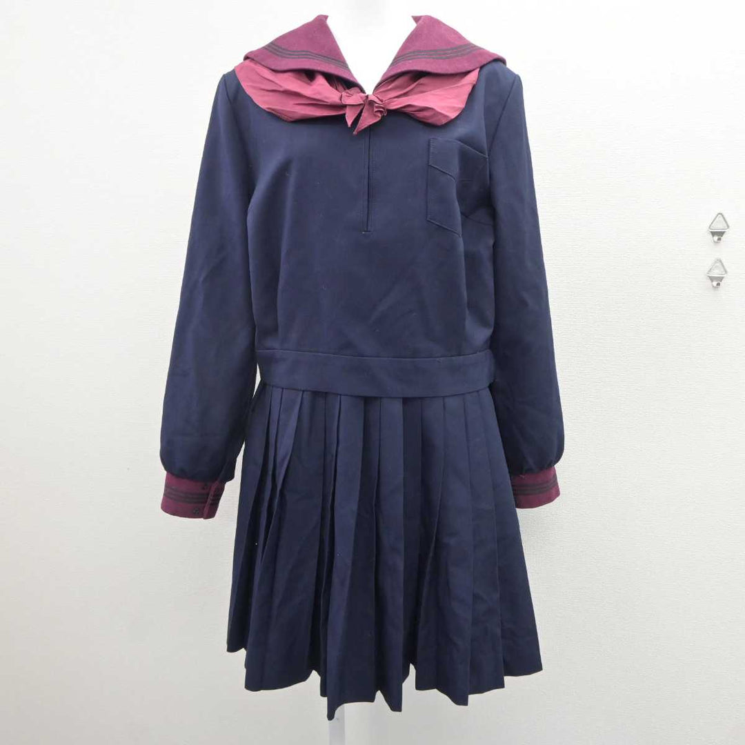 【中古】石川県 北陸学院高等学校 女子制服 4点 (セーラー服・ニット・スカート) sf060506