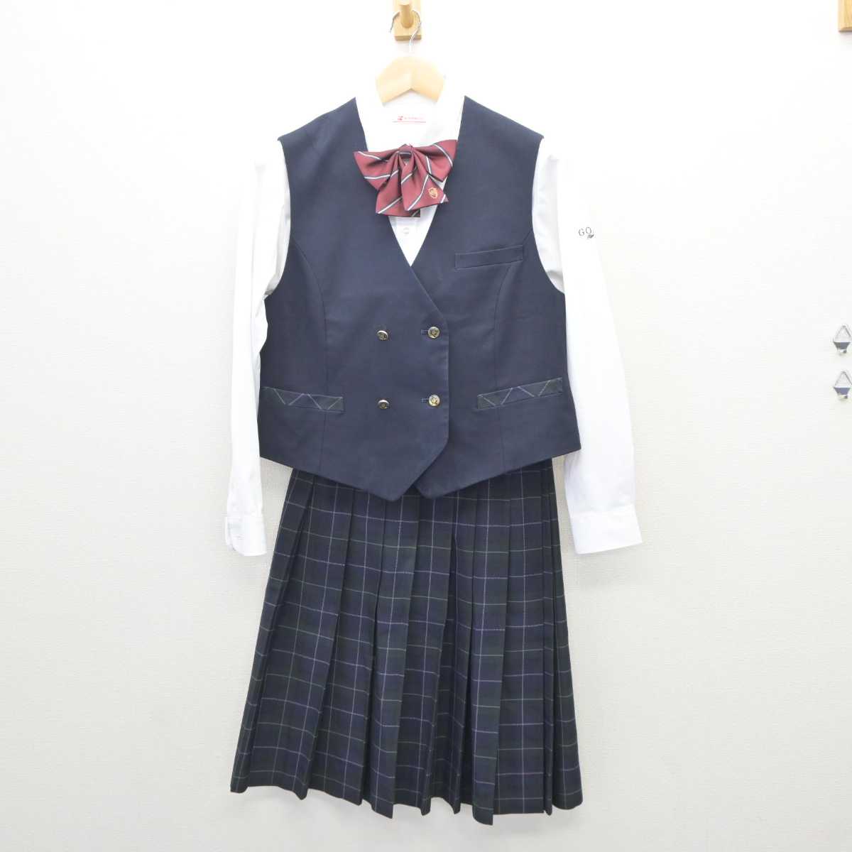 制服 ブレザー 上下 コスプレ チェック スカート リボン ベスト 冬服