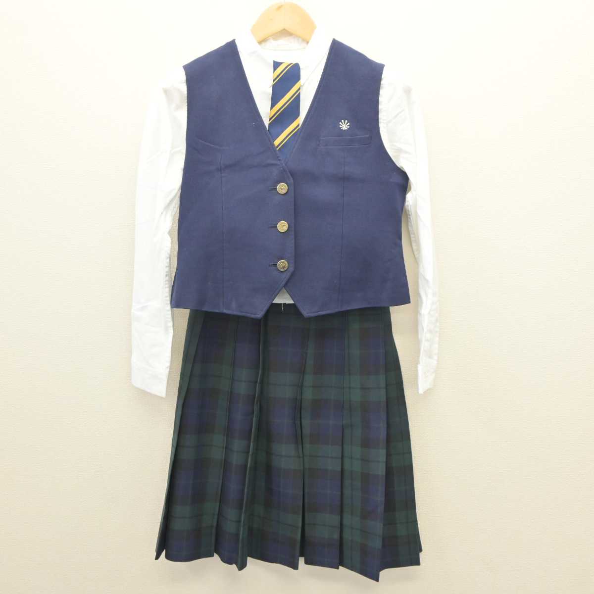 【中古】佐賀県 致遠館高等学校 女子制服 5点 (ブレザー・シャツ・ベスト・スカート) sf060588