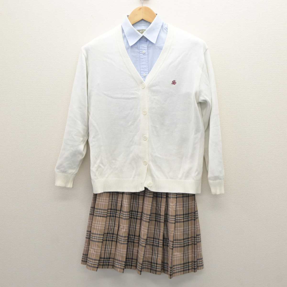 【中古】福岡県 誠修高等学校 女子制服 3点 (ニット・シャツ・スカート) sf060598