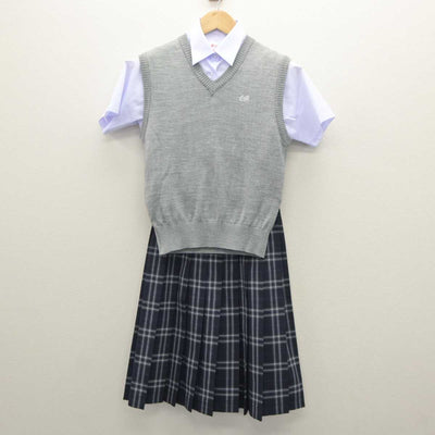 【中古】千葉県 おゆみ野南中学校 女子制服 3点 (ニットベスト・シャツ・スカート) sf060603