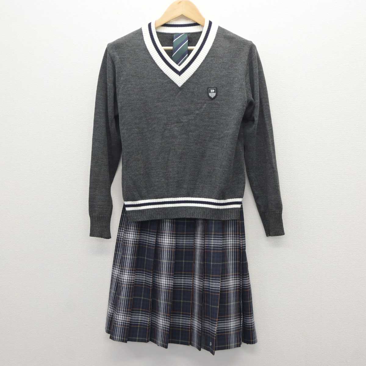 【中古】大阪府 関西大学北陽高等学校 女子制服 5点 (ブレザー・ニット・スカート) sf060617