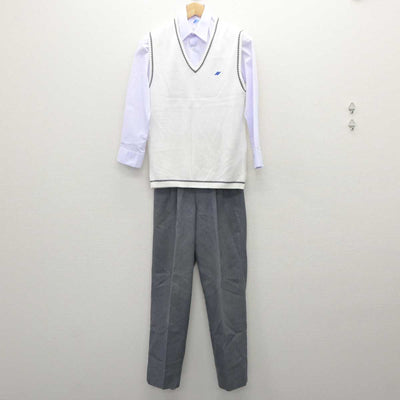 【中古】富山県 新川高等学校 男子制服 4点 (ブレザー・ニットベスト・シャツ・ズボン) sf060620