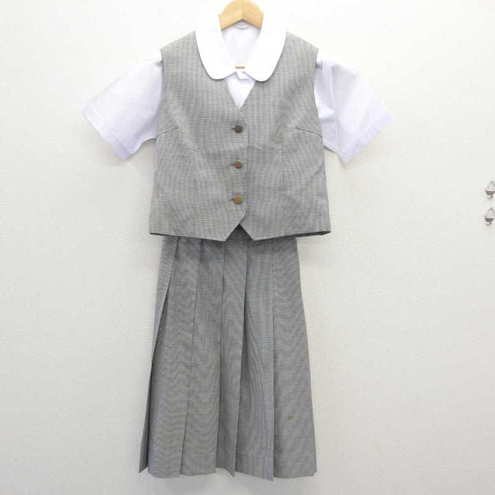 【中古】岡山県 岡山城東高等学校 女子制服 4点 (ベスト・シャツ・スカート) sf060696