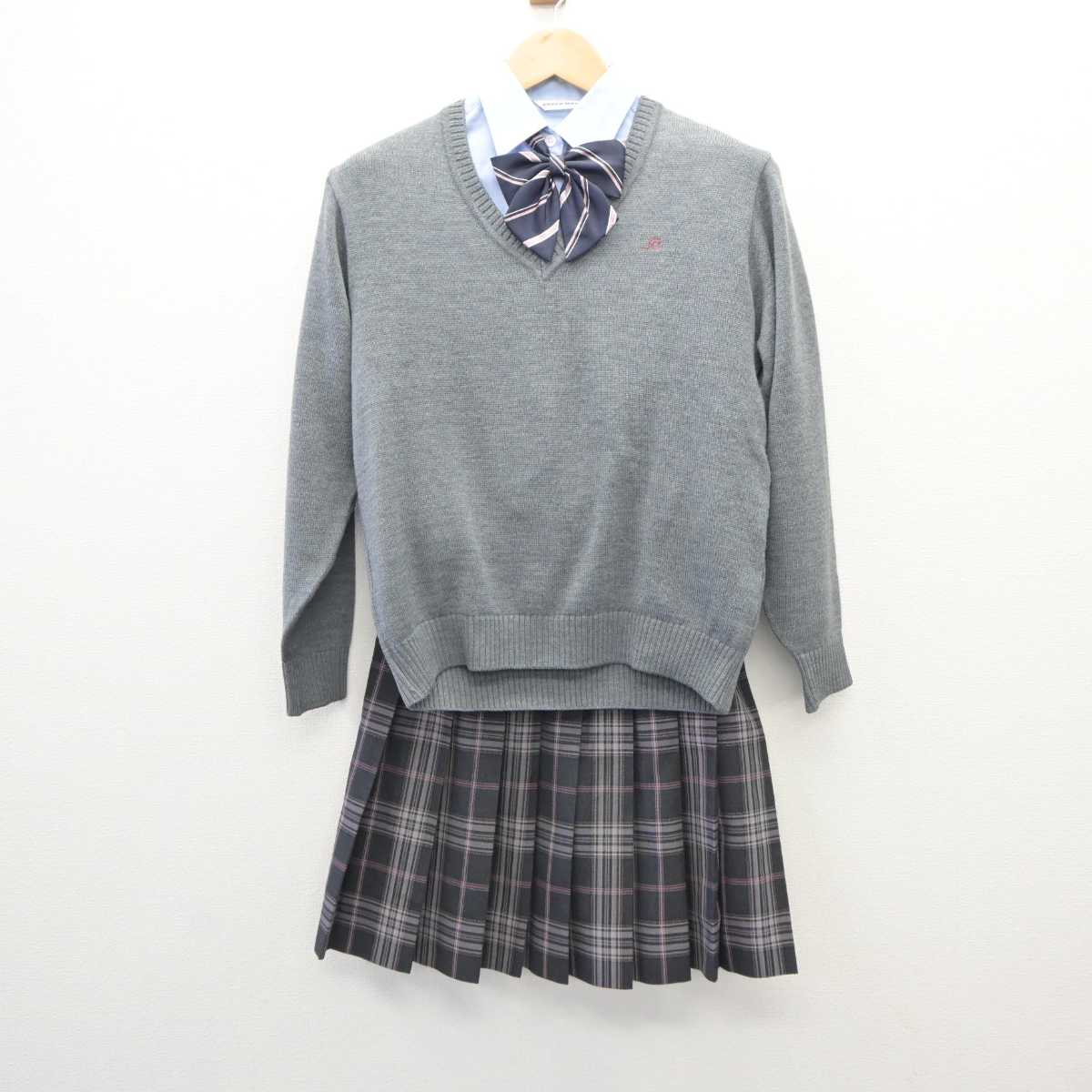 【中古】東京都 成立学園高等学校 女子制服 5点 (ブレザー・シャツ・ニット・スカート) sf060719