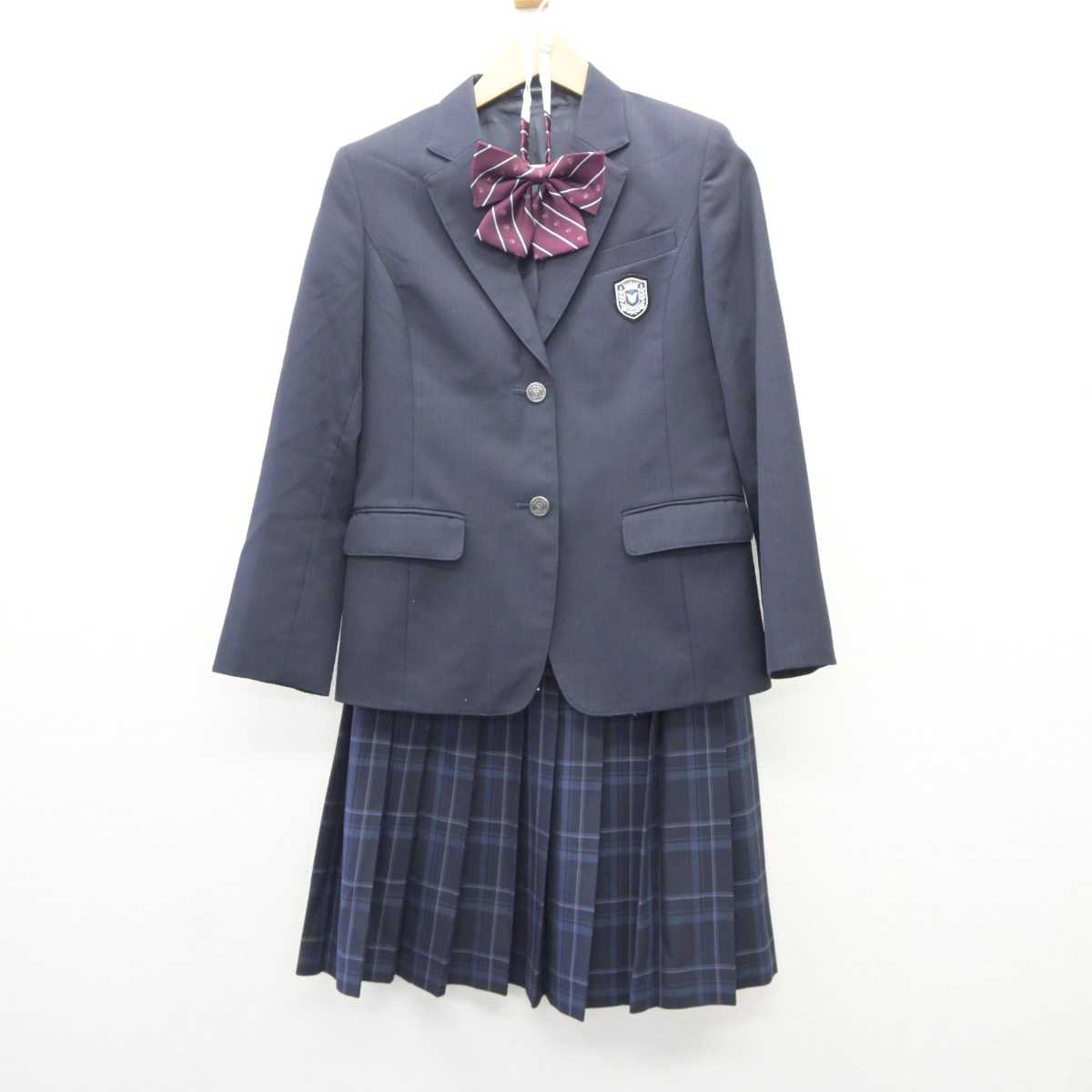 【中古】京都府 鴨沂高等学校 女子制服 4点 (ブレザー・ニット・スカート) sf060735