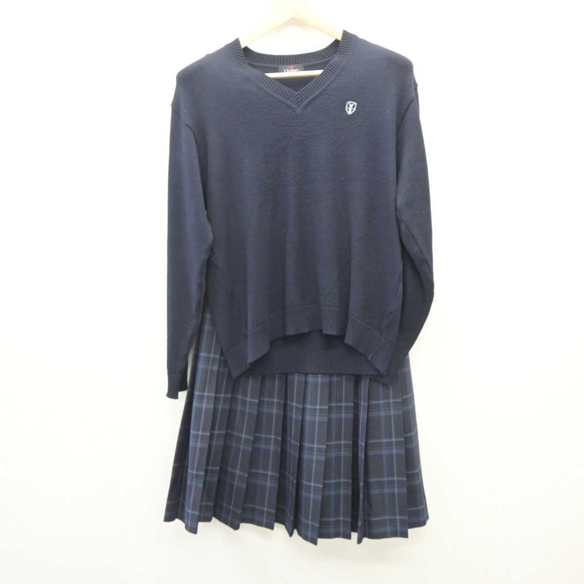 【中古】京都府 鴨沂高等学校 女子制服 4点 (ブレザー・ニット・スカート) sf060735