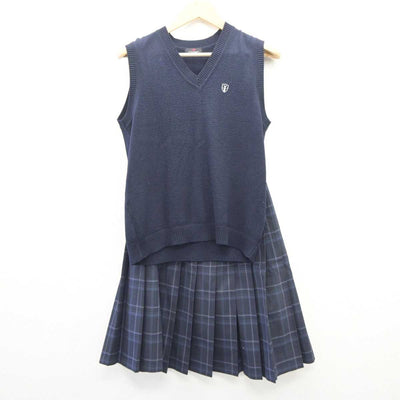 【中古】京都府 鴨沂高等学校 女子制服 2点 (ニットベスト・スカート) sf060736