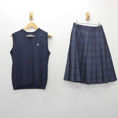 【中古】京都府 鴨沂高等学校 女子制服 2点 (ニットベスト・スカート) sf060736