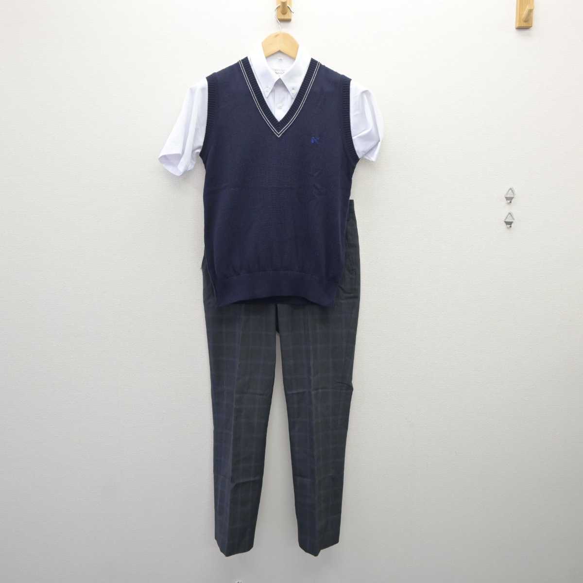 【中古】兵庫県 育英高等学校 男子制服 3点 (シャツ・ニットベスト・ズボン) sf060760