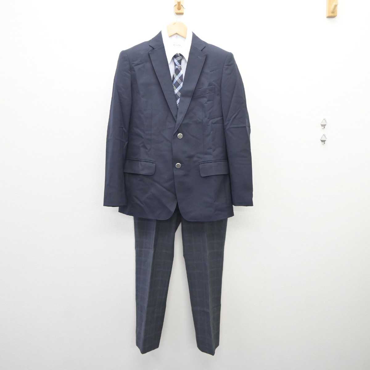 【中古】兵庫県 育英高等学校 男子制服 5点 (ブレザー・シャツ・ニット・ズボン) sf060761