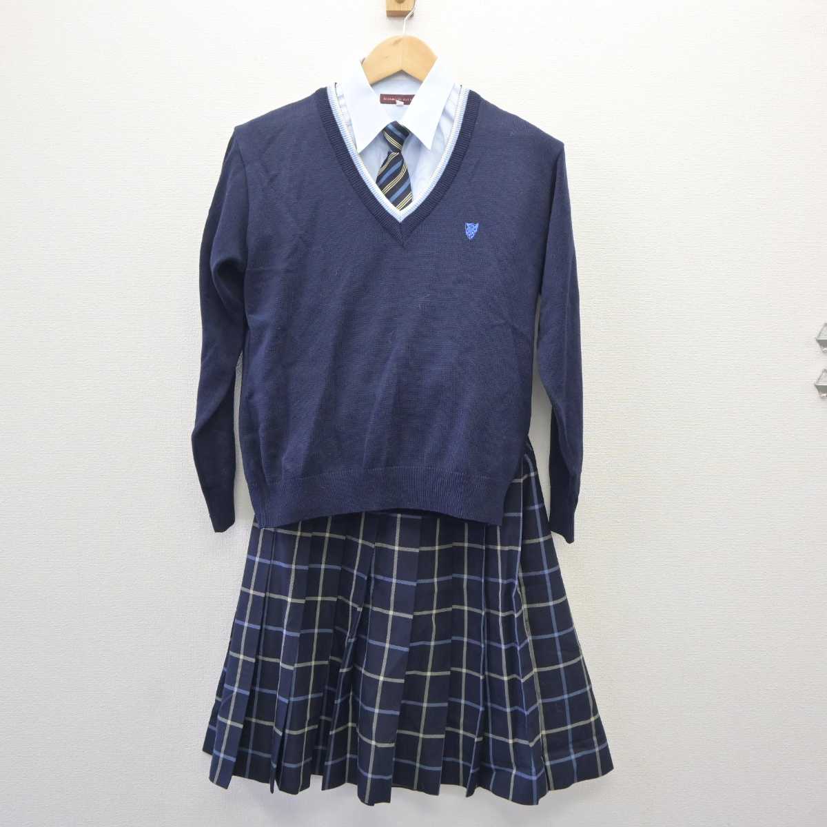 【中古】愛媛県 聖カタリナ学園高等学校 女子制服 5点 (ニット・シャツ・スカート) sf060815