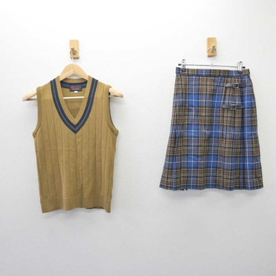 【中古】岡山県 岡山学芸館高等学校 女子制服 2点 (ニットベスト・スカート) sf060891