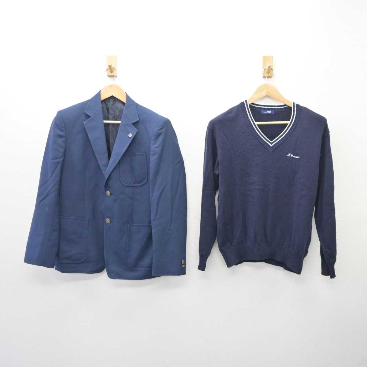 【中古】岡山県 玉野光南高等学校 男子制服 3点 (ブレザー・ニット) sf060892