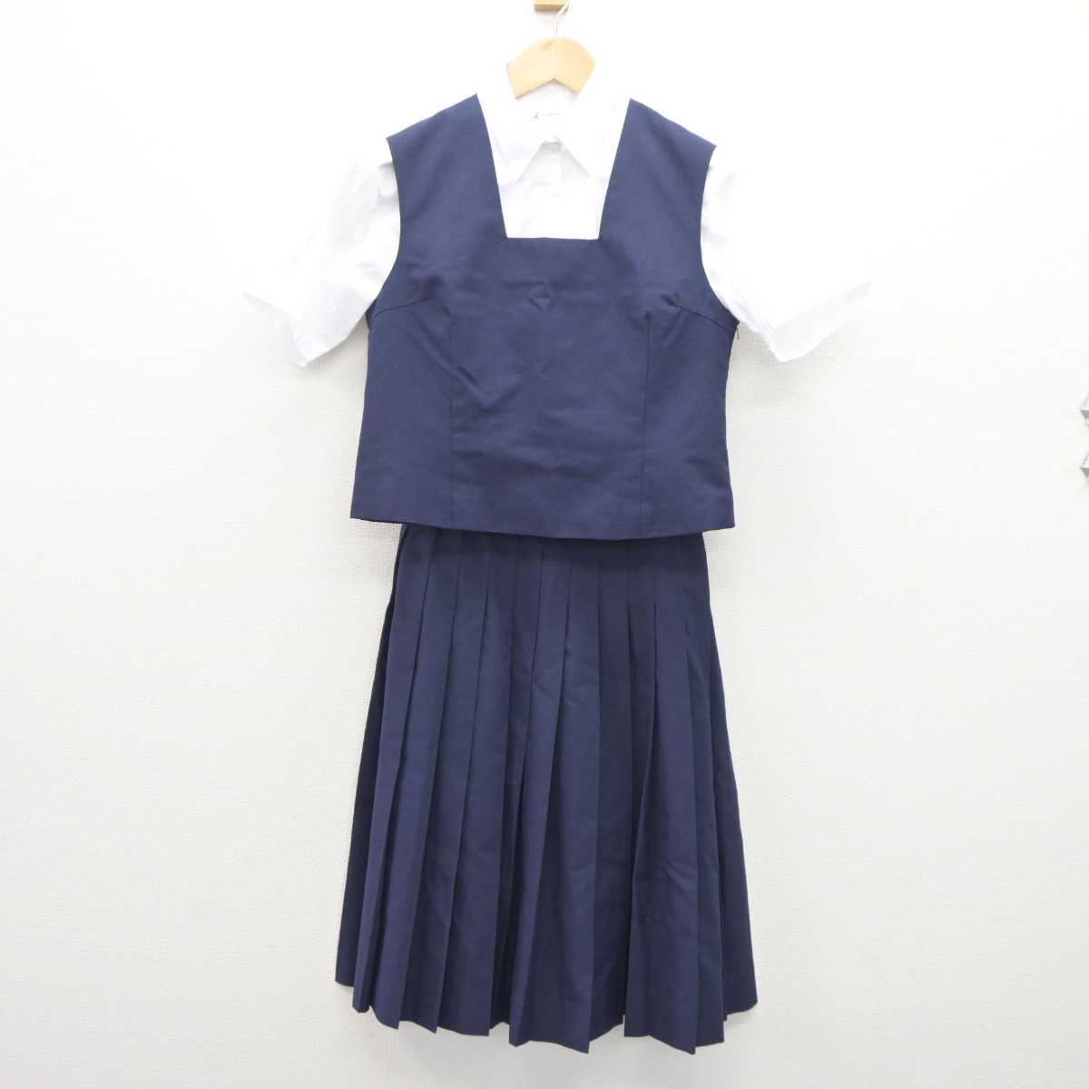 【中古】埼玉県 与野南中学校 女子制服 4点 (ベスト・シャツ・スカート) sf060895