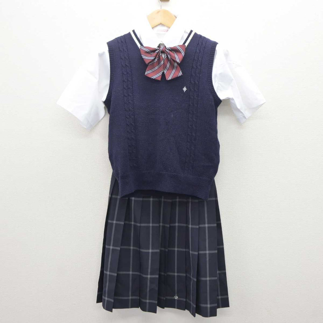 【中古】京都府 洛東高等学校 女子制服 4点 (ニットベスト・シャツ・スカート) sf060897 | 中古制服通販パレイド