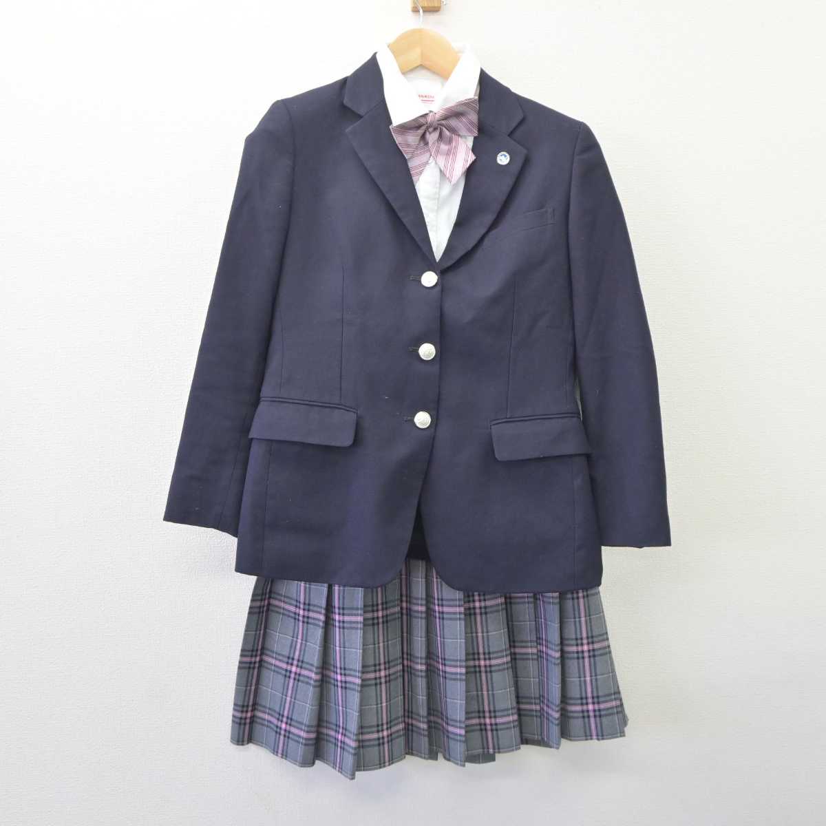 【中古】 クラーク記念国際高等学校 女子制服 5点 (ブレザー・シャツ・スカート) sf060956