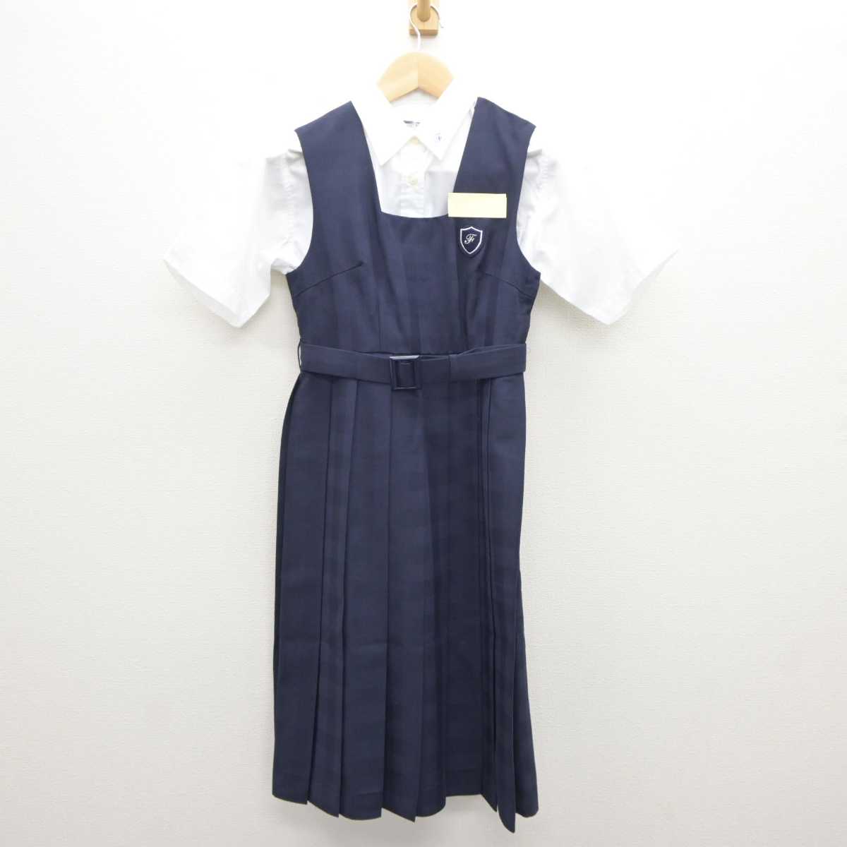 【中古】福岡県 筑紫野市立二日市中学校 女子制服 2点 (シャツ・ジャンパースカート) sf061044