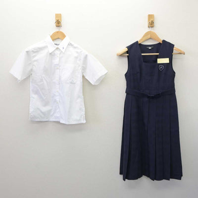 【中古】福岡県 筑紫野市立二日市中学校 女子制服 2点 (シャツ・ジャンパースカート) sf061045