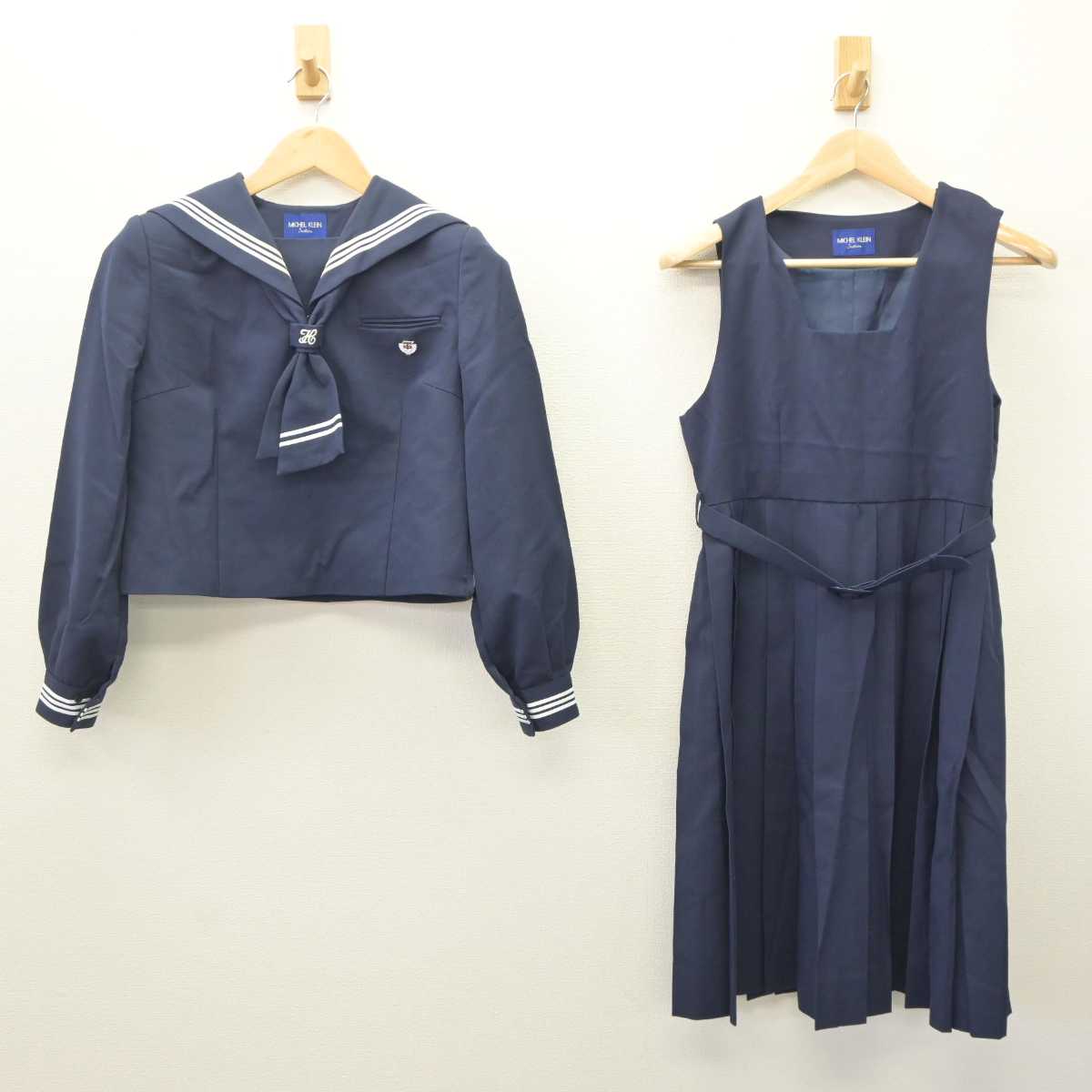 【中古】千葉県 柏第二中学校 女子制服 4点 (セーラー服・ジャンパースカート) sf061049