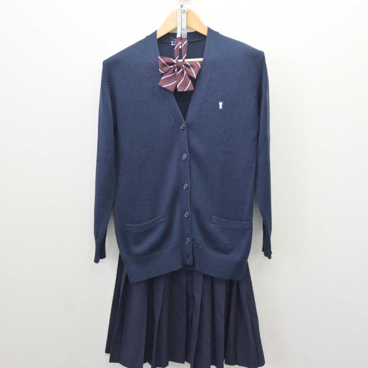 【中古】神奈川県 麻生高等学校 女子制服 4点 (ブレザー・ニット・スカート) sf061053