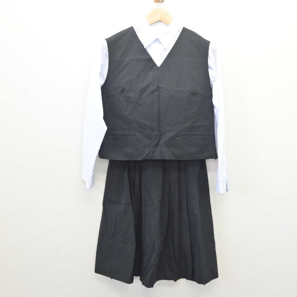 【中古】兵庫県 洲本実業高等学校 女子制服 4点 (ブレザー・ベスト・シャツ・スカート) sf061058