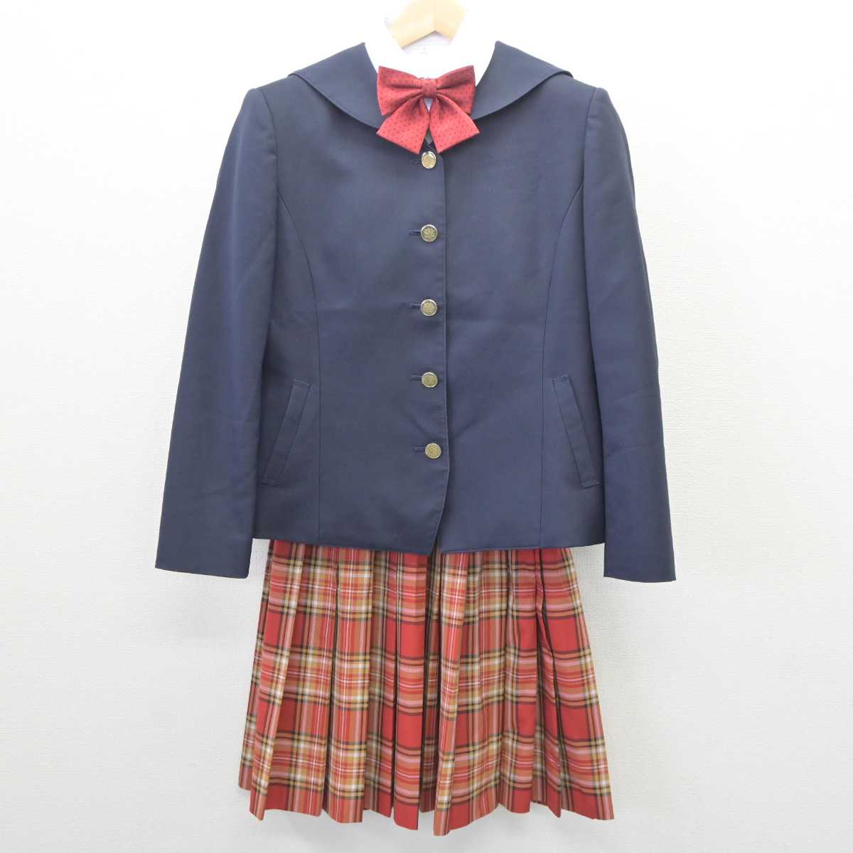 【中古】福井県 福井工業大学附属福井中学校 女子制服 5点 (ブレザー・シャツ・スカート) sf061062