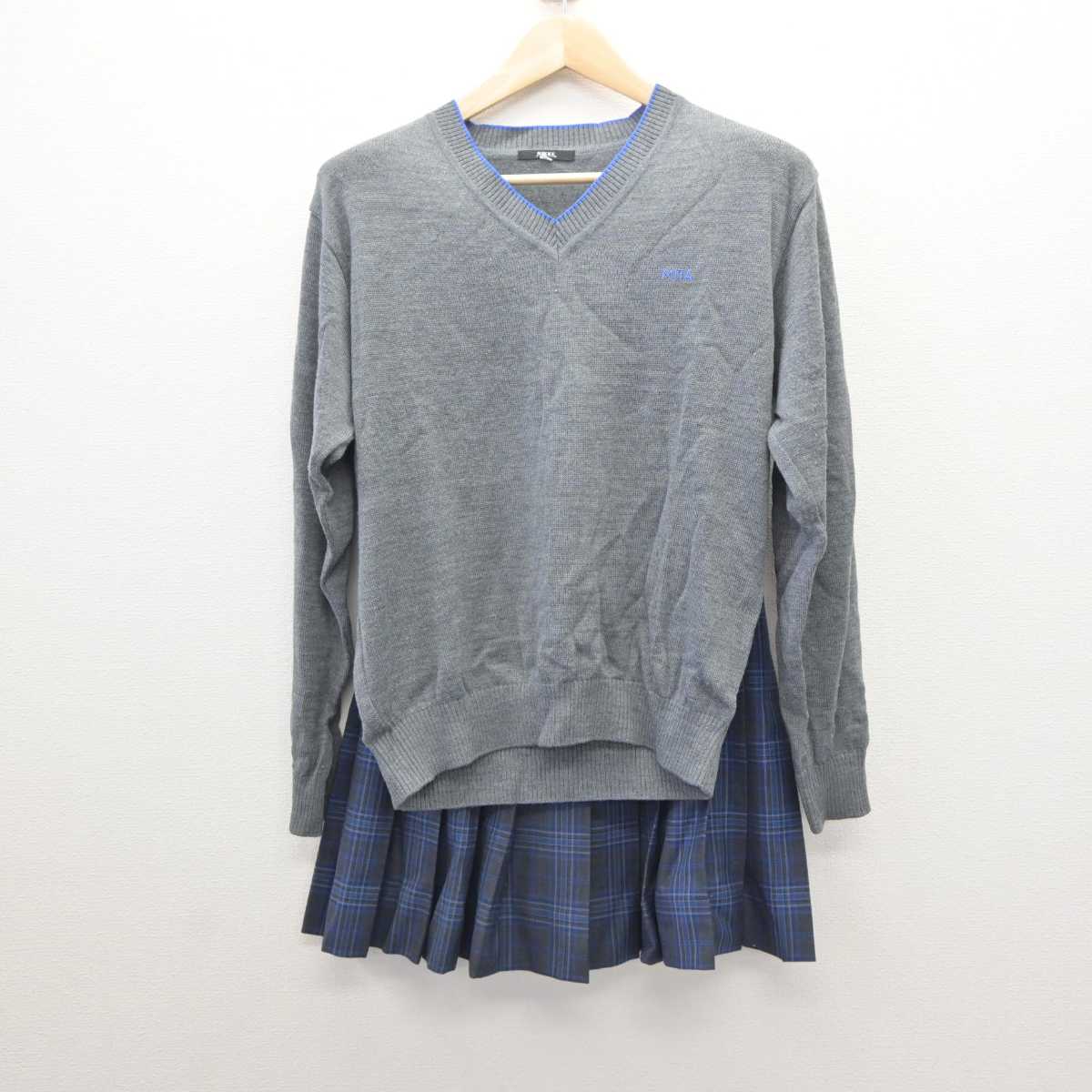 【中古】東京都 三田国際学園高等学校 女子制服 2点 (ニットベスト・スカート) sf061102