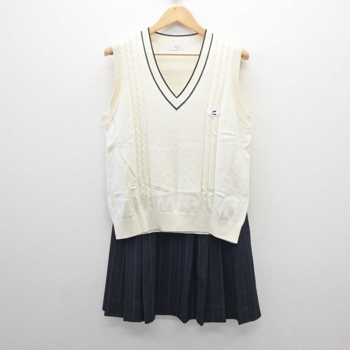 【中古】埼玉県 久喜高等学校 女子制服 2点 (ニットベスト・スカート) sf061109