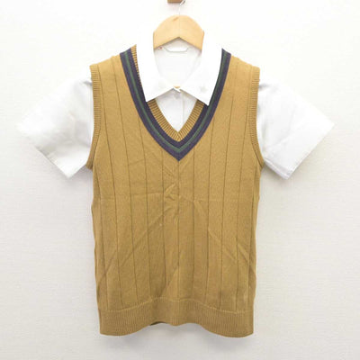 【中古】岡山県 岡山学芸館高等学校 女子制服 3点 (ニットベスト・シャツ) sf061166