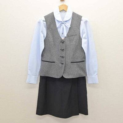 【中古】 事務服 女子制服 4点 (ベスト・シャツ・スカート) sf061173