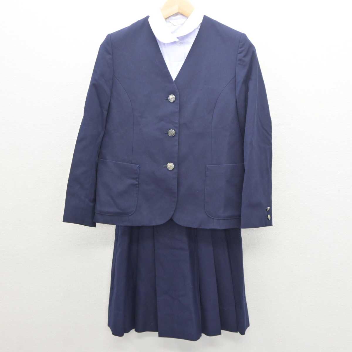 【中古】岡山県 妹尾中学校 女子制服 4点 (ブレザー・ベスト・シャツ・スカート) sf061227