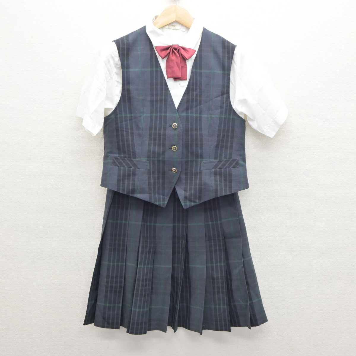 【中古】千葉県 専修大学松戸中学校・高等学校 女子制服 4点 (ベスト・シャツ・スカート) sf061237