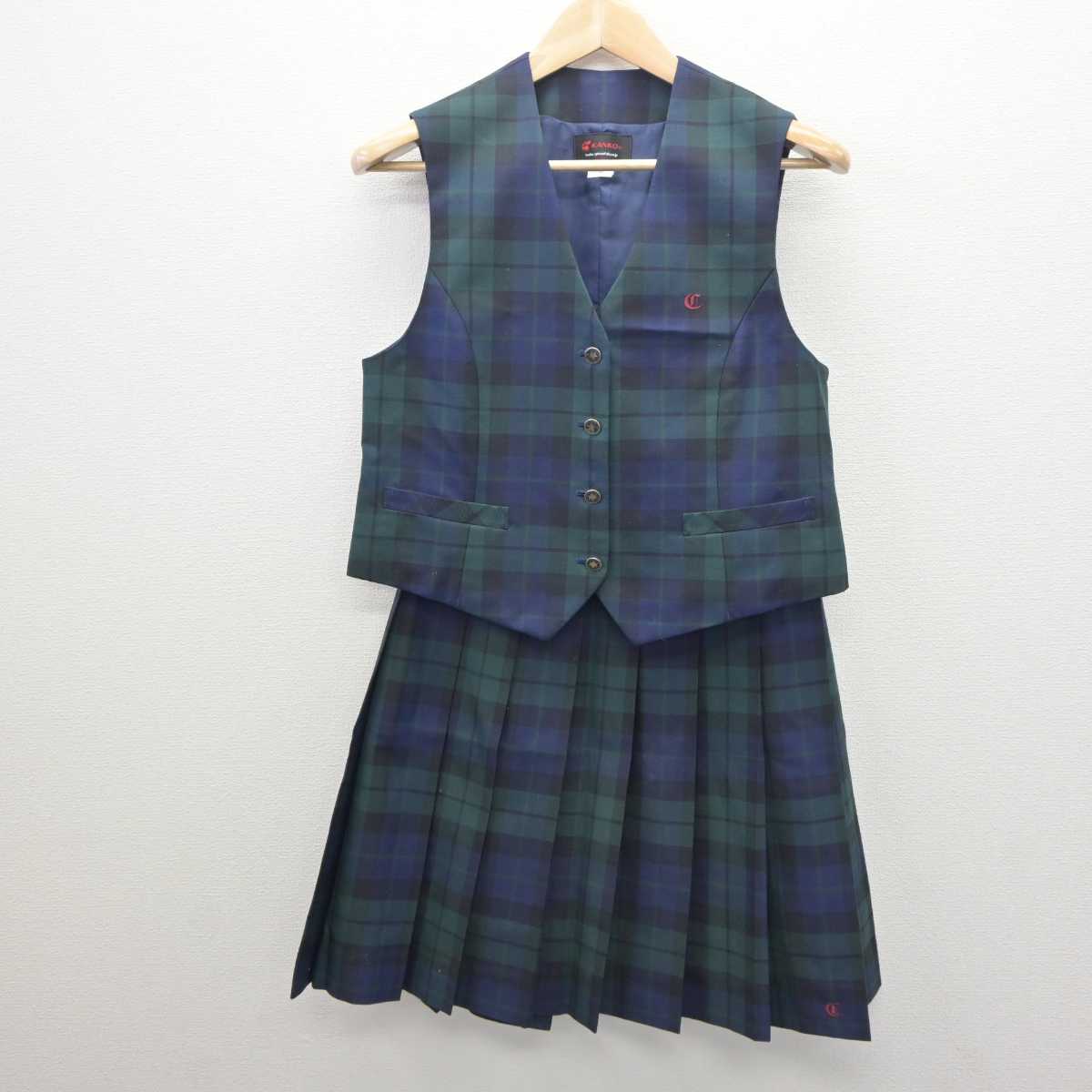 【中古】静岡県 三島学園知徳高等学校 女子制服 4点 (ブレザー・ベスト・スカート) sf061246