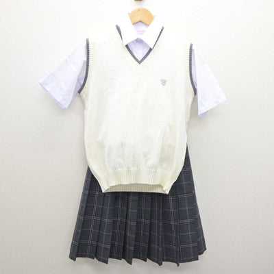 【中古】埼玉県 蓮田松韻高等学校 女子制服 3点 (ニットベスト・シャツ・スカート) sf061291