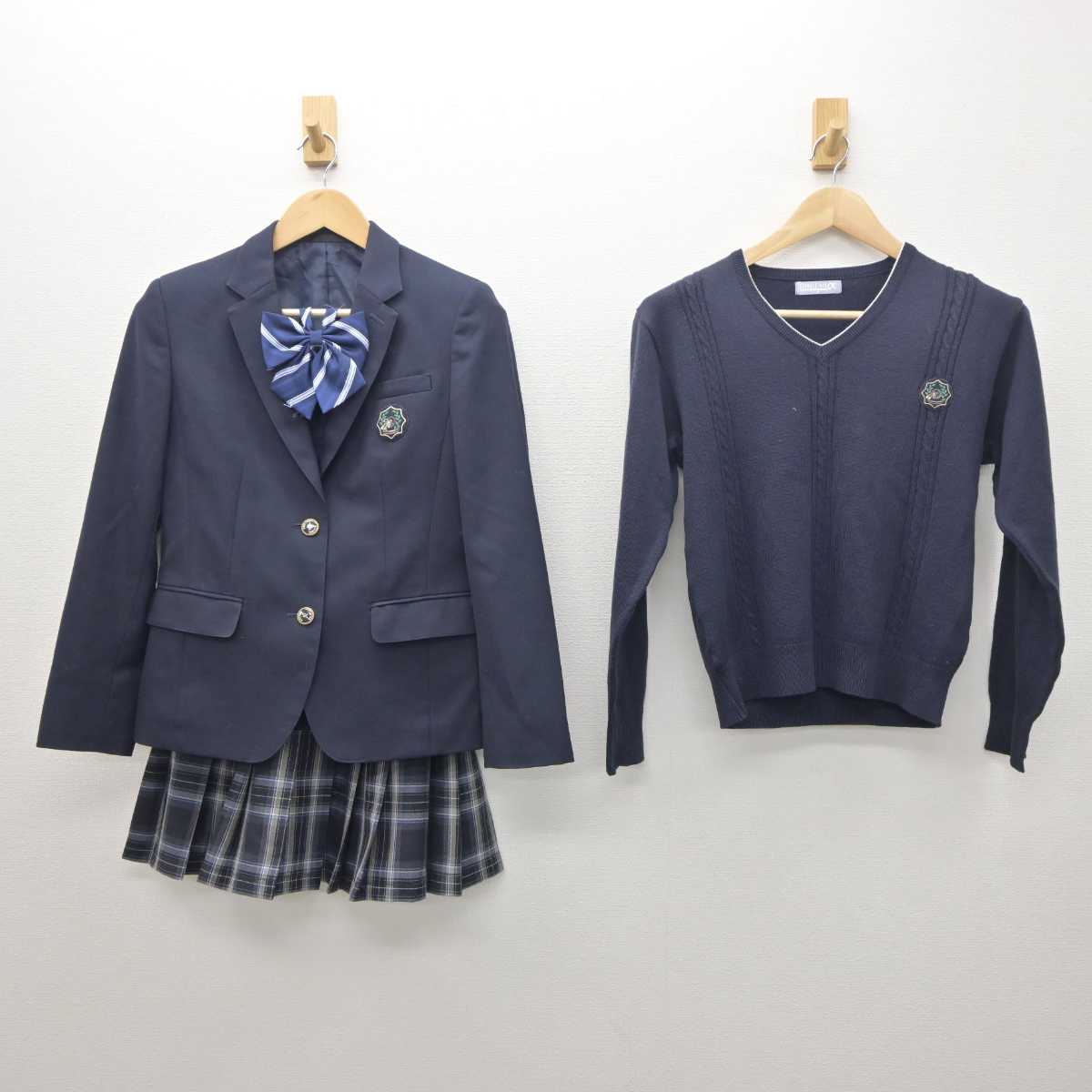 【中古】大阪府 浪速高等学校 女子制服 4点 (ブレザー・ニット・スカート) sf061334