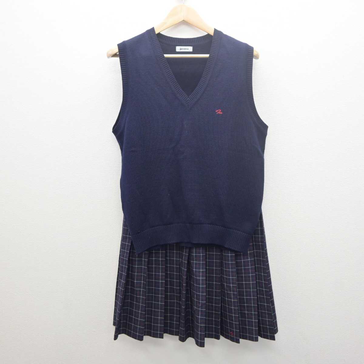 【中古】千葉県 市川南高等学校 女子制服 2点 (ニットベスト・スカート) sf061366