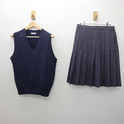 【中古】千葉県 市川南高等学校 女子制服 2点 (ニットベスト・スカート) sf061366