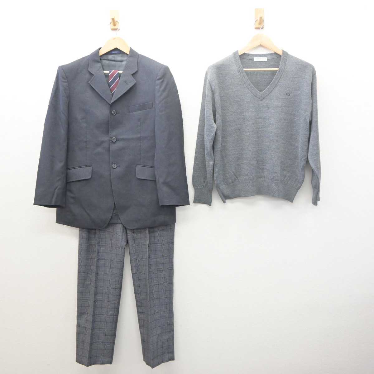 【中古】北海道 北海学園札幌高等学校 男子制服 4点 (ブレザー・ニット・ズボン) sf061382