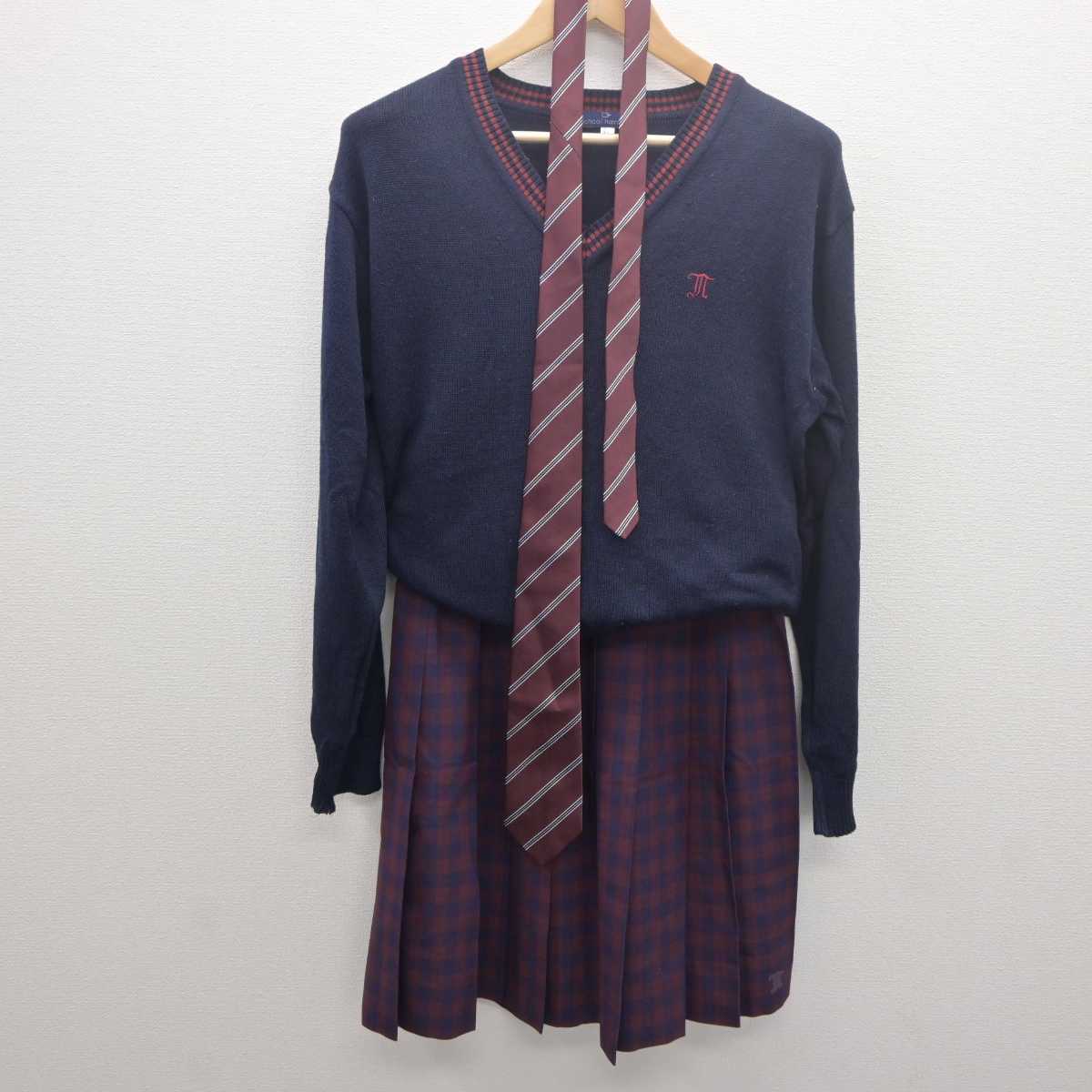 【中古】京都府 南丹高等学校 女子制服 3点 (ニット・スカート) sf061385