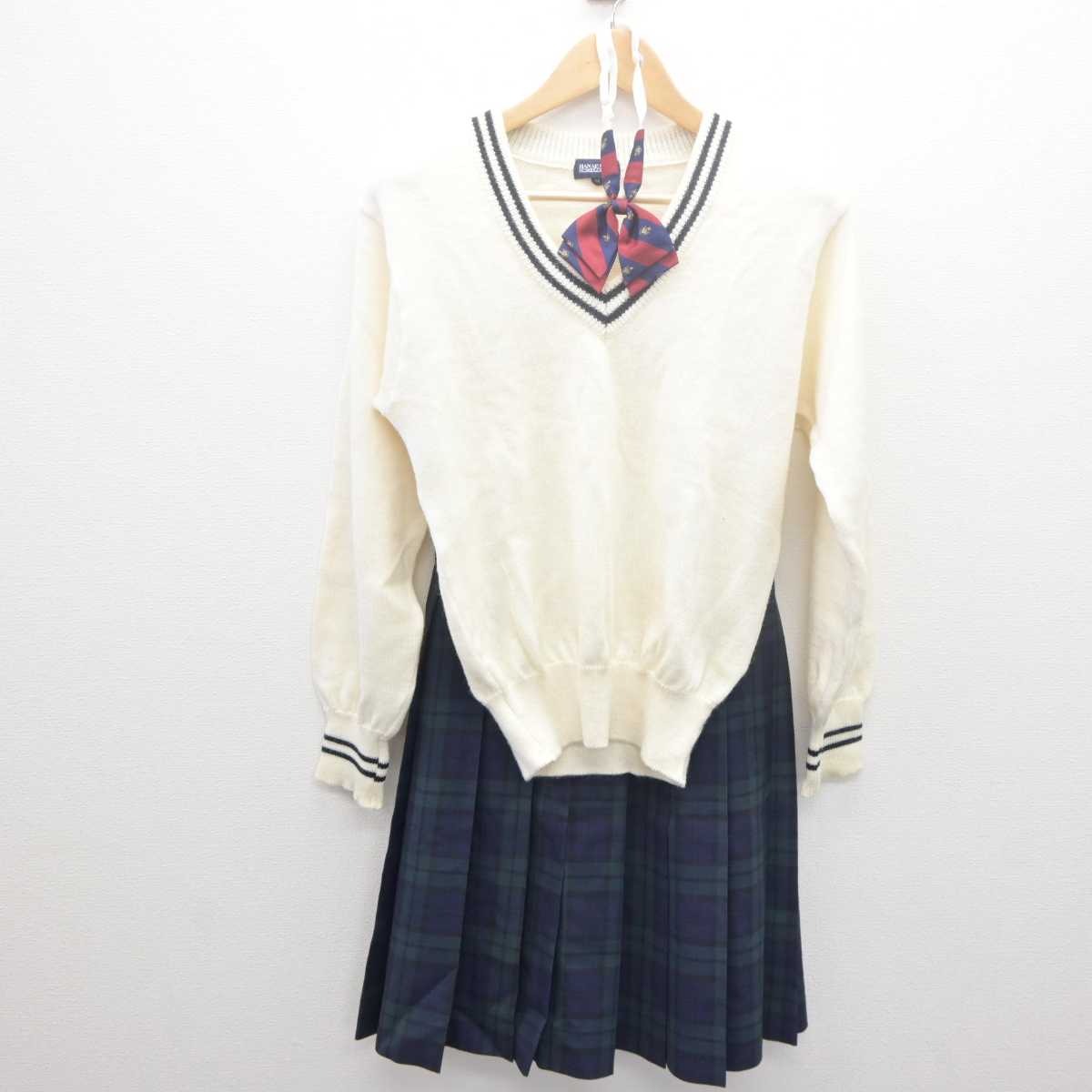 【中古】香川県 香川誠陵高等学校 女子制服 3点 (ニット・スカート) sf061386