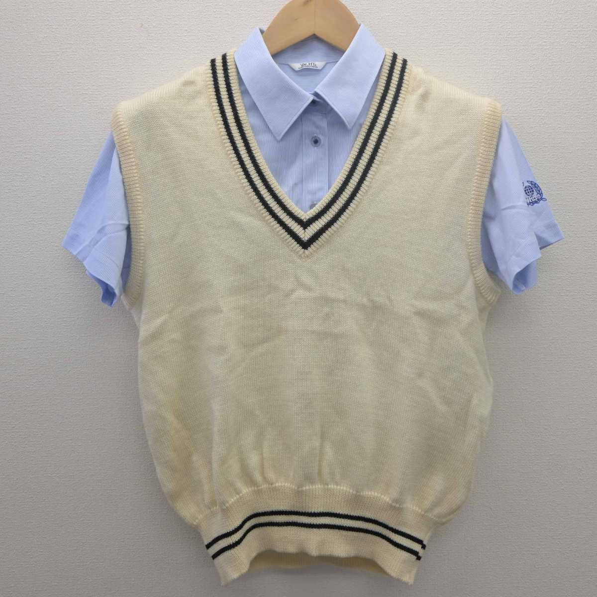 【中古】香川県 香川誠陵高等学校 女子制服 2点 (ニットベスト・シャツ) sf061387