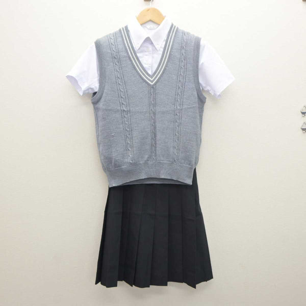 中古】滋賀県 比叡山高等学校 女子制服 3点 (ニットベスト・シャツ・スカート) sf061443 | 中古制服通販パレイド