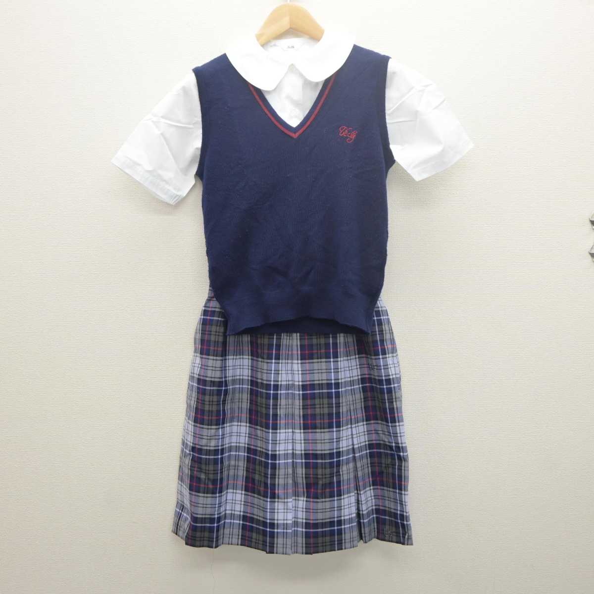 【中古】埼玉県 浦和学院高等学校 女子制服 3点 (ニットベスト・シャツ・スカート) sf061451