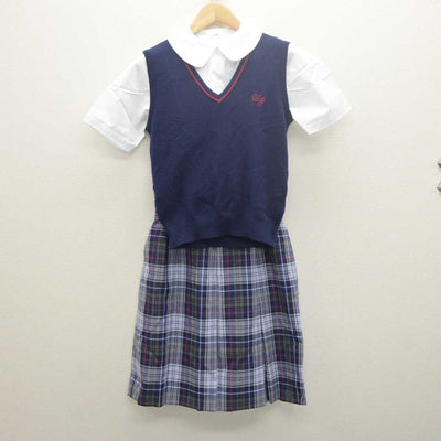 【中古】埼玉県 浦和学院高等学校 女子制服 3点 (ニットベスト・シャツ・スカート) sf061451