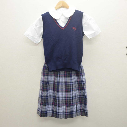 大阪 豊島高校 美 夏スカート ルーズソックス＋リボン 青チェ - スカート