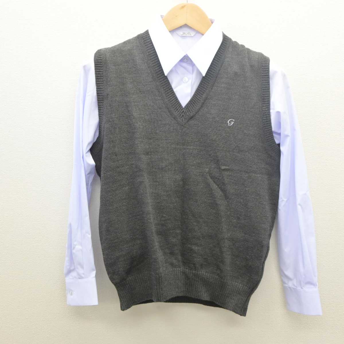 【中古】大阪府 大阪暁光高等学校 女子制服 2点 (シャツ・ニットベスト) sf061478