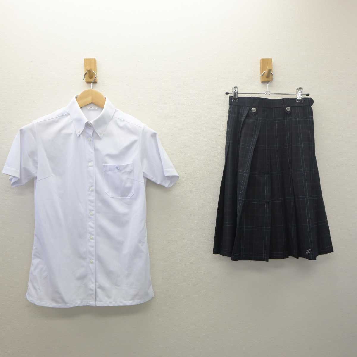 【中古】京都府 東宇治高等学校 女子制服 3点 (シャツ・スカート) sf061484