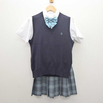 【中古】神奈川県 横浜翠陵中学校 女子制服 5点 (ニットベスト・シャツ・スカート) sf061541